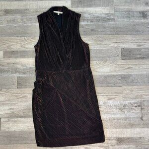 Rachel Roy Metallic Red Black Sleeveless Cross Front Dress F35
